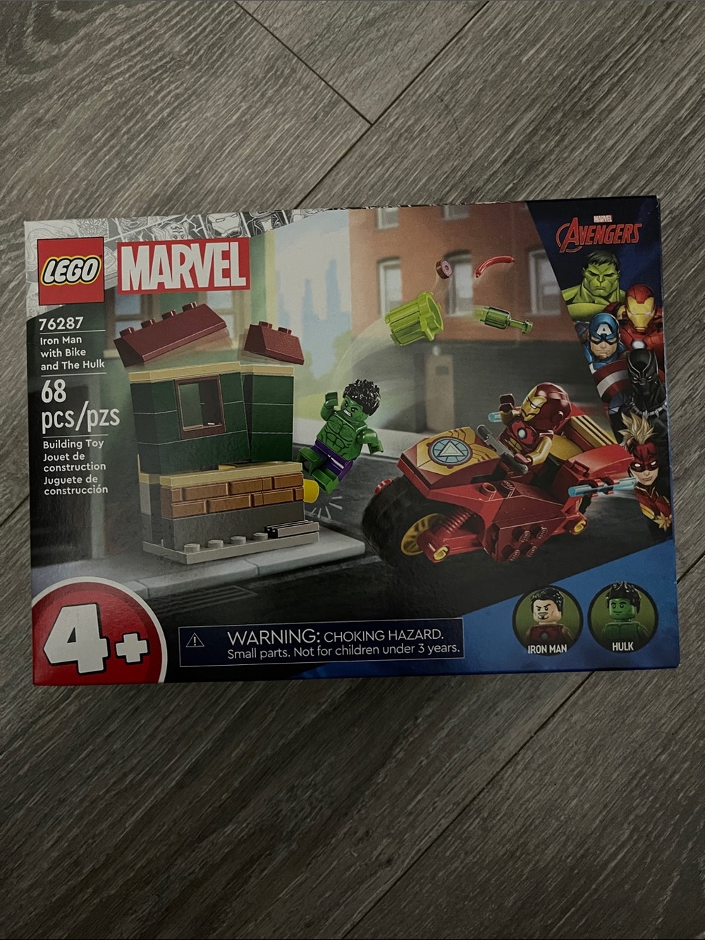 Lego Marvel Iron Man Red and Gold Bike with Green Hulk Minifigure